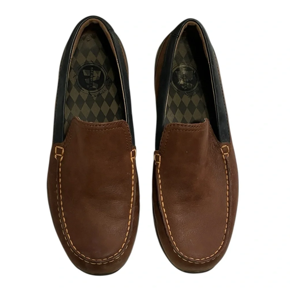Merrell Loafers Men's 8.5 Throttle Moc Mid Brown Leather Casual Comfort 886040